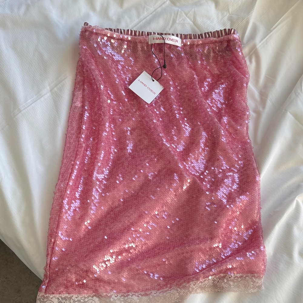 Lahover Pink Sequin Pencil Skirt